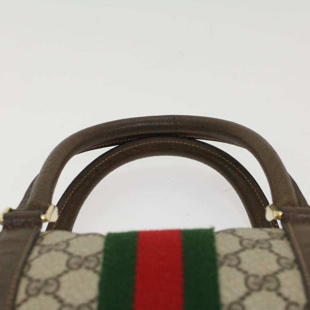 GUCCI GG Canvas Web Sherry Line Boston Bag Beige Red 3902006 Auth bs7253 - Picture 8 of 16